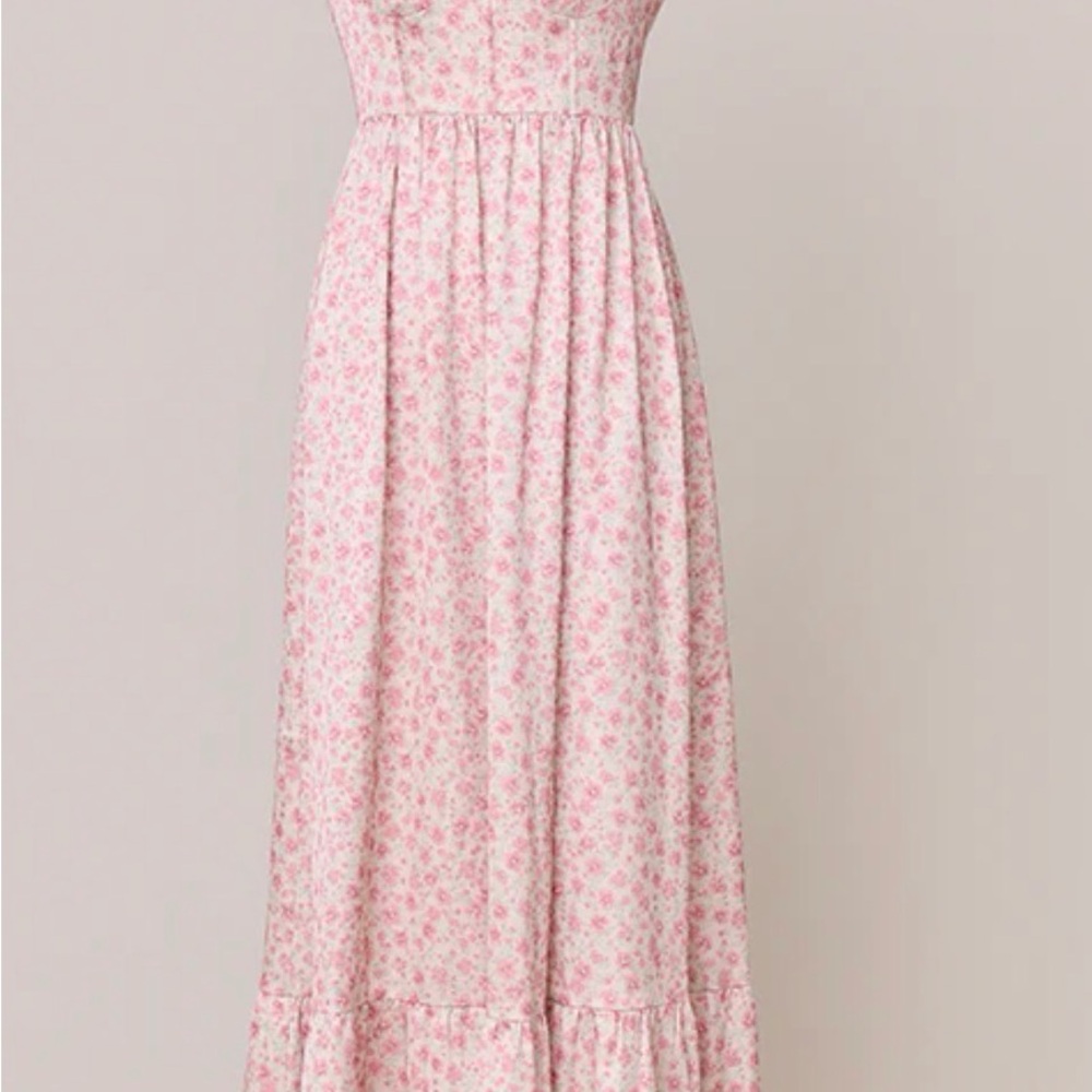Revelry Valentina Satin Floral Print Dress - Blushing Bride Posey - 7F89